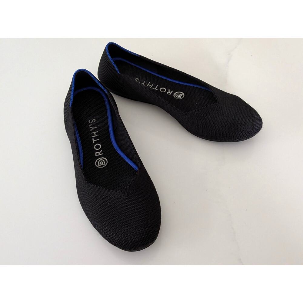 Rothy’s The Flat Black Knit Ballet Flats Women’s 7.5 Round Toe Washable Comfort